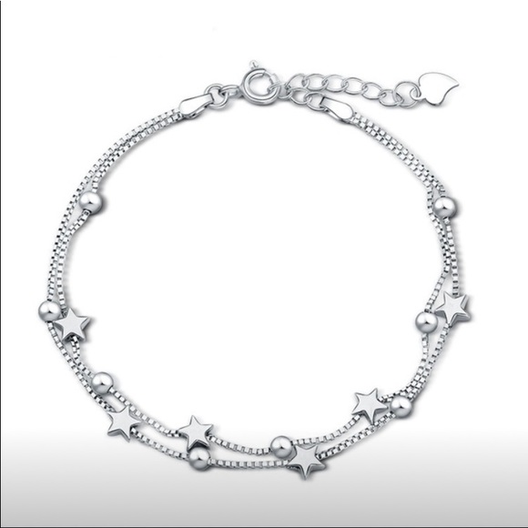 Jewelry - Sterling silver star & bead charm bracelet 💫